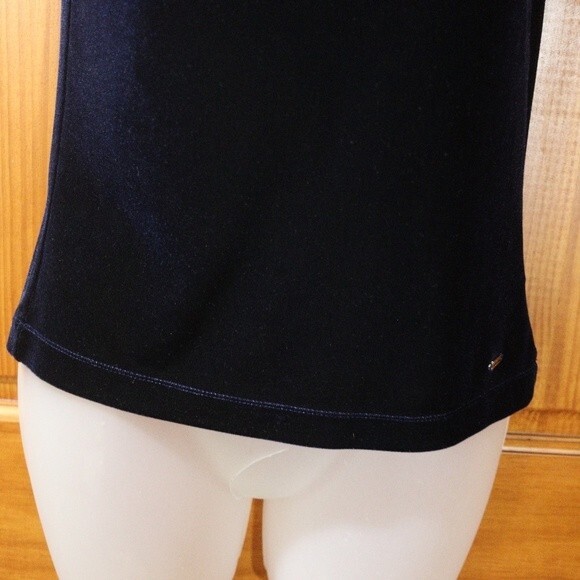 Tommy Hilfiger Blue Velour Cowl Neck Sleeveless Top Small - Y2K Preppy Crop - Picture 6 of 11